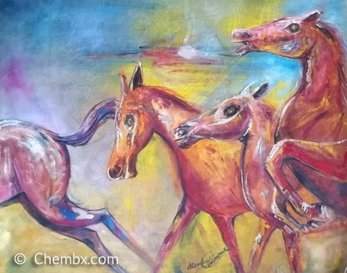 African Horses painting